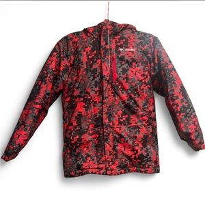 Columbia Youth Red and Black Camo Parka | Medium (10-12)